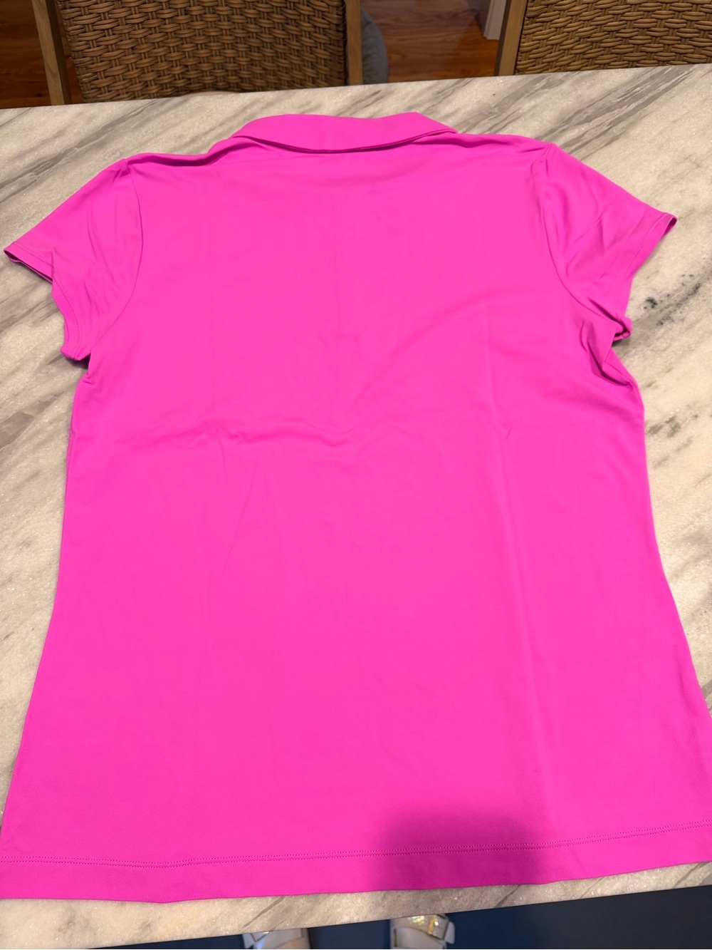 Lily Pulitzer Women's Pink Polo Top with Scalloped Placket and Gold Buttons - Picture 2 of 5
